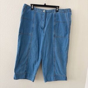 Vintage Lauren Ralph Lauren Womens Blue Denim Capri Jeans Pants Size 20W